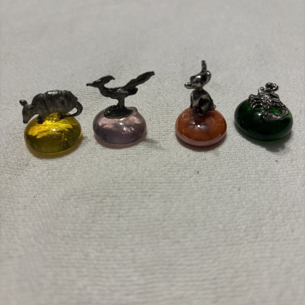 4 Southwest Mini Silver Animals Mounted On Stones